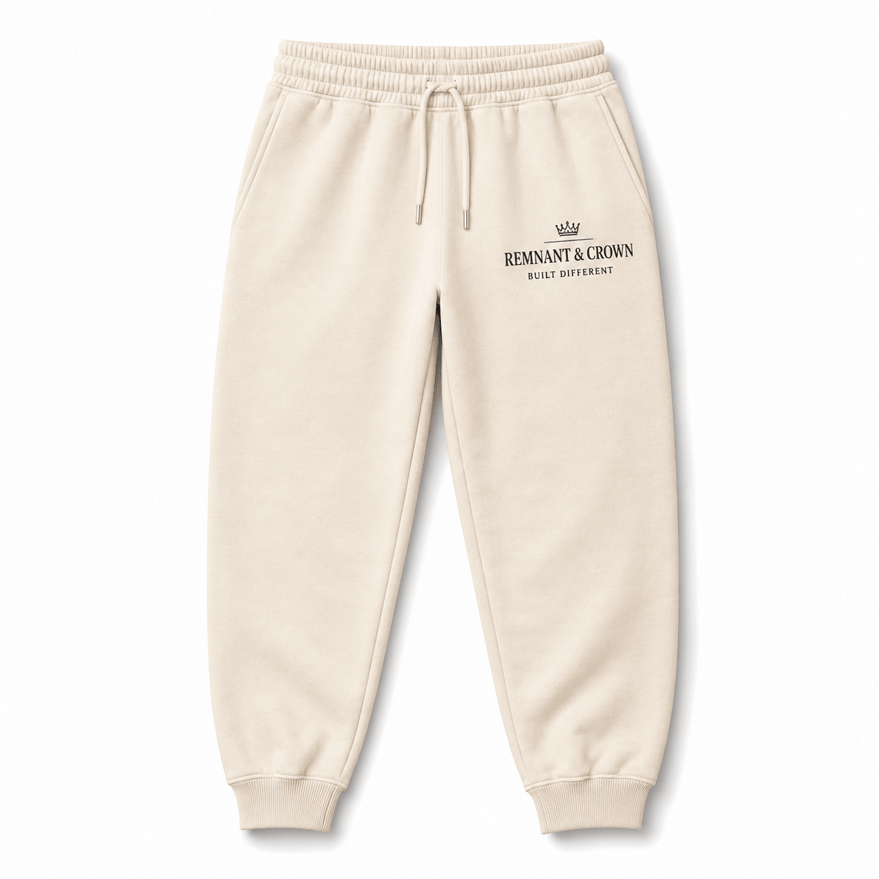 Built Different Sweatpant (Cream) | M | | Remnant & Crown | Premium Scripture-Inspired Apparel