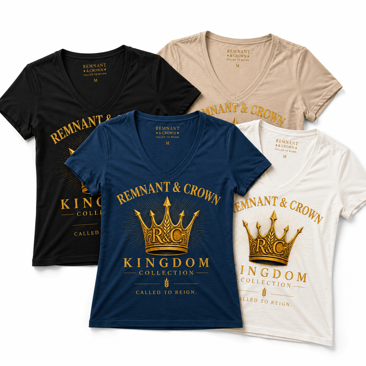 R&C Kingdom Crown v-neck TEE | M | | Remnant & Crown | Premium Scripture-Inspired Apparel